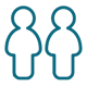Teal line icon of two person silhouettes standing side-by-side, representing the two available resident positions.
