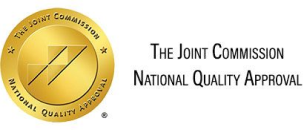 The Joint Commission's Gold Seal of Approval® featuring a circular gold seal with text 'Joint Commission National Quality Approval' signifying accreditation for healthcare quality standards.